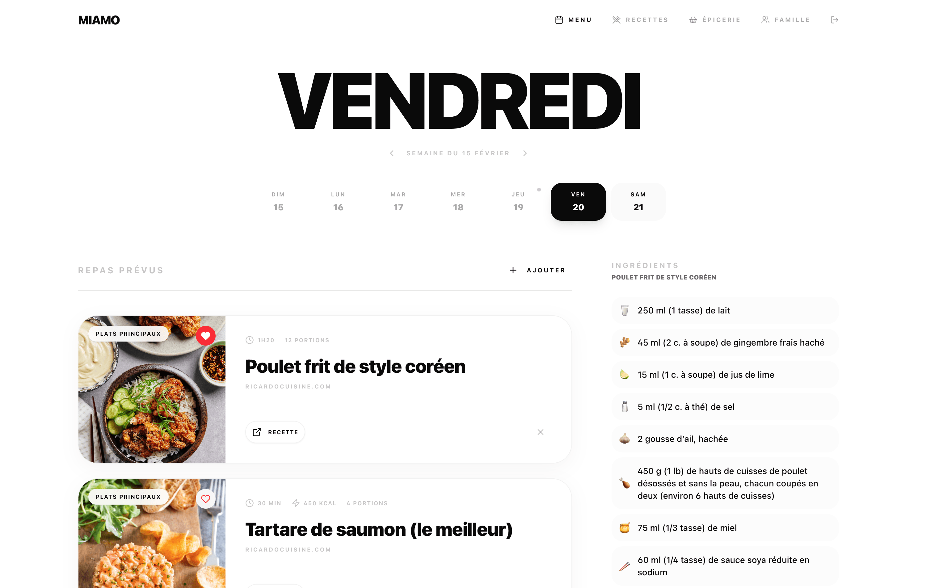 MiAmo : Application de Planification de Repas en Famille